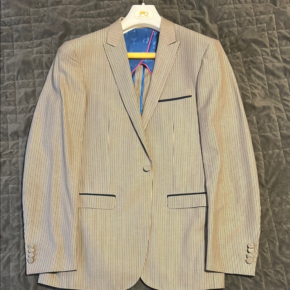 Mood of Norway half lined striped cotton and linen blazer